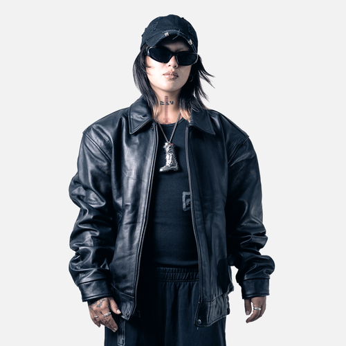 Basic Oversized Leather Bomber